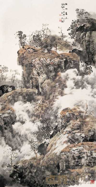 白云乡 2005年作 秋山高远图 镜心 136×68cm